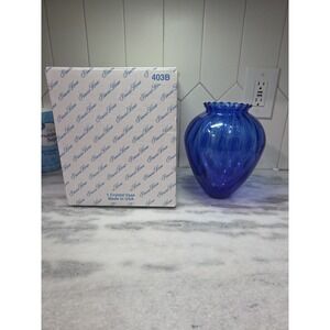 Princess House Cobalt‎ Blue Crystal Vase, Scallop Edge Vase, Decorative Vase